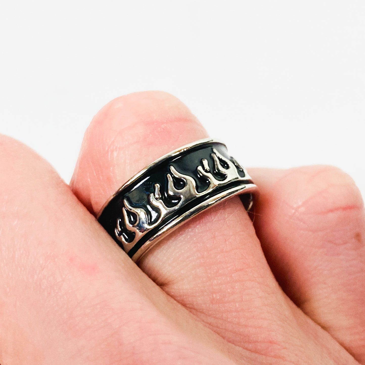 Adjustable Flame Ring Silver