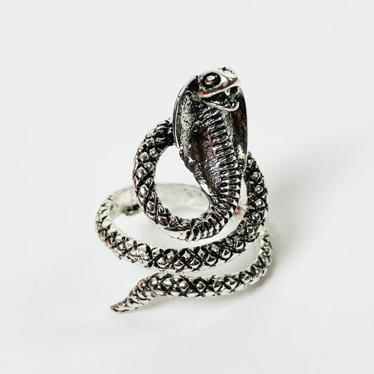 Retro Adjustable Cobra Snake Ring Silver