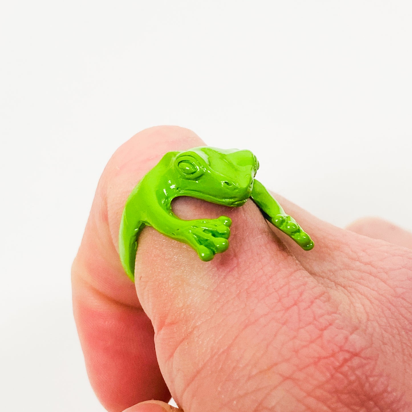 Retro Adjustable Frog Ring Green