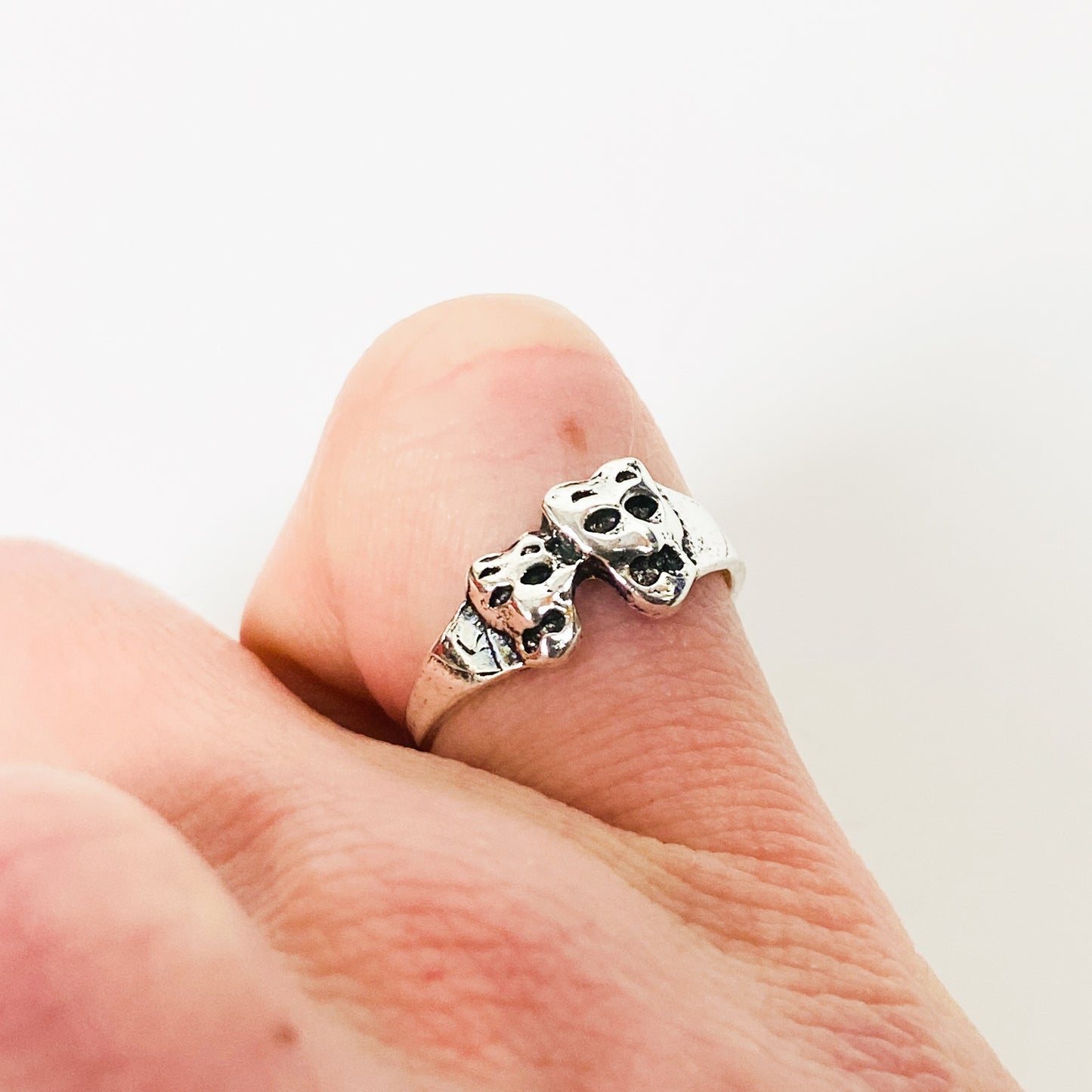 Retro Mini Face Pinky Ring Silver