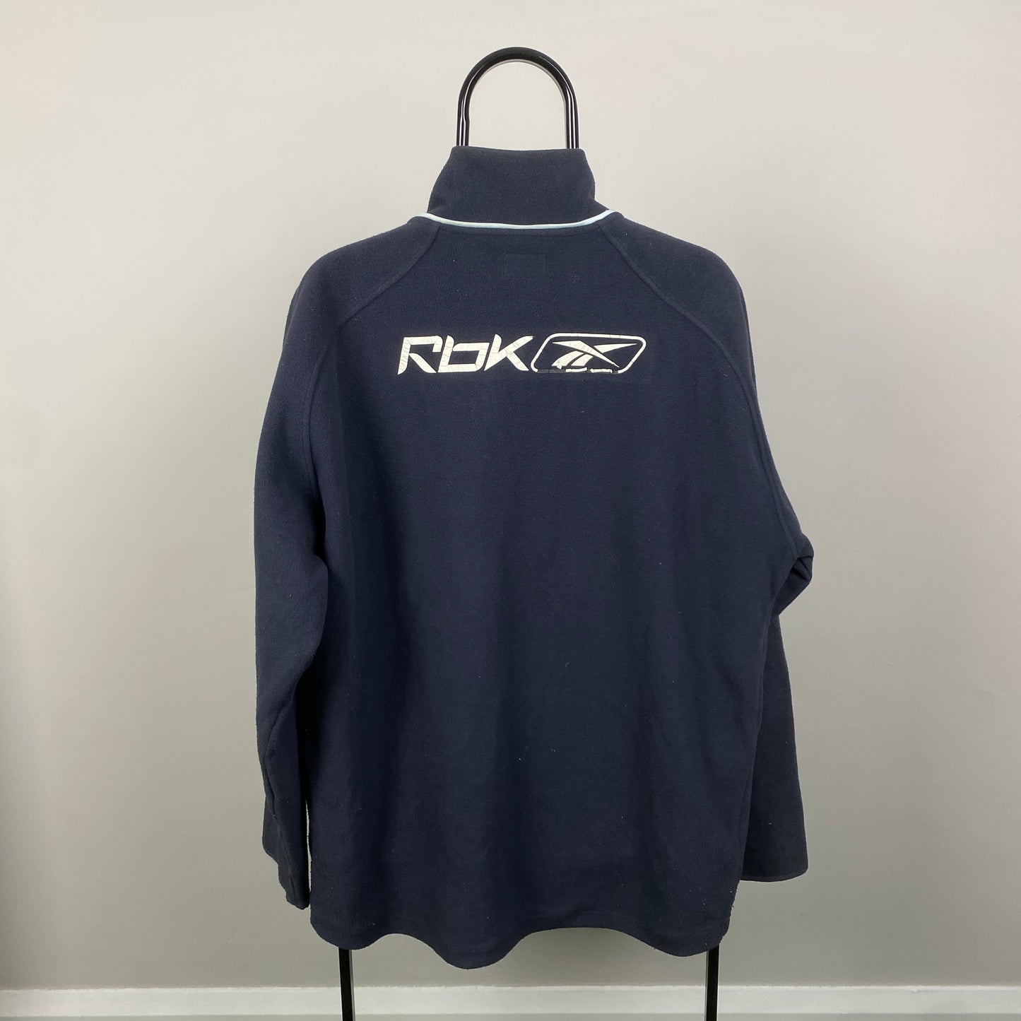 00s Reebok Bolton 1/4 Zip Sweatshirt Blue XL