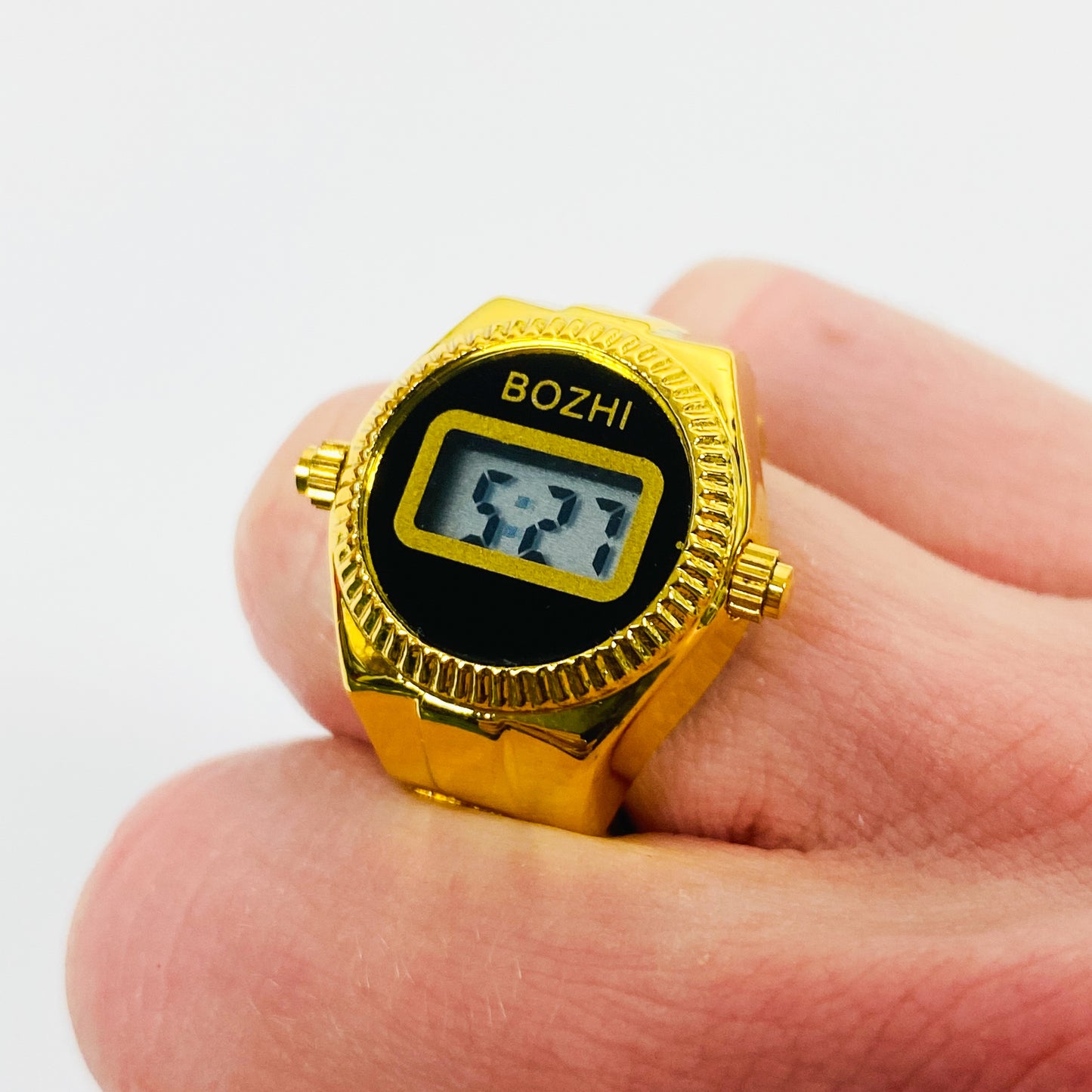 Retro Adjustable Digital Watch Ring Gold