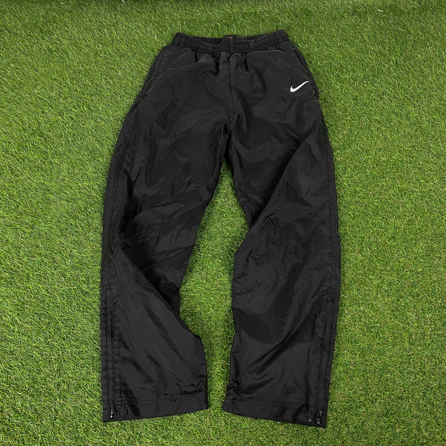 00s Nike Piping Windbreaker Jacket + Joggers Set Black Small