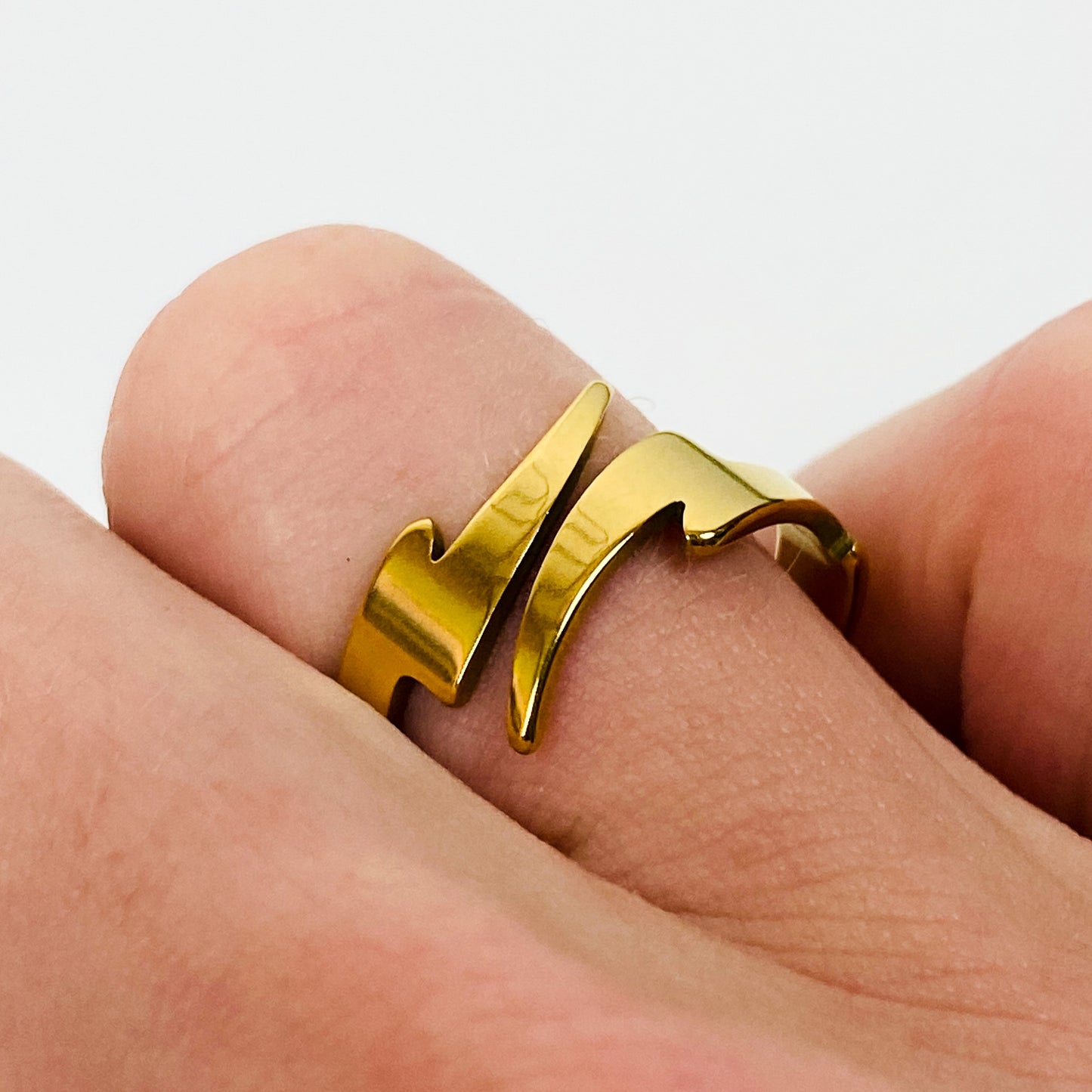 Vintage Retro Adjustable Lightning Ring Gold