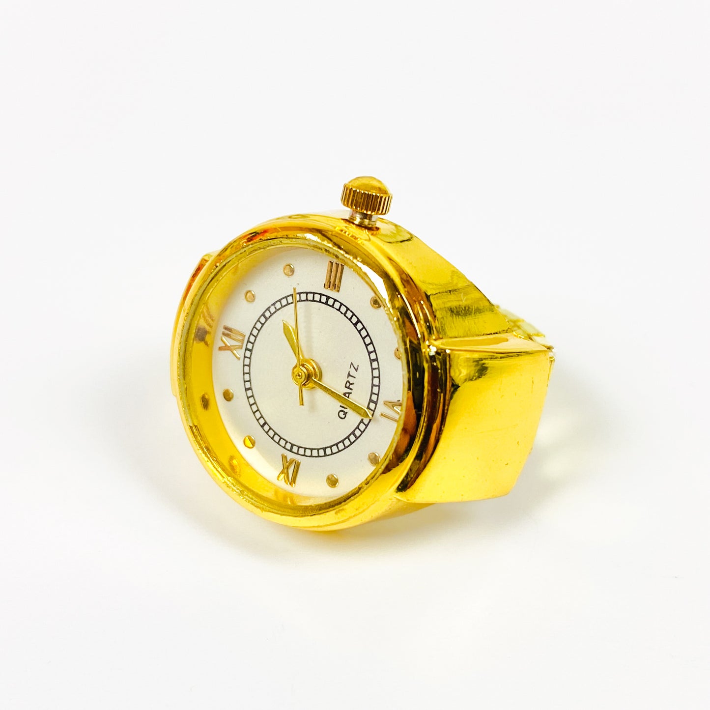 Retro Adjustable Watch Ring Gold White