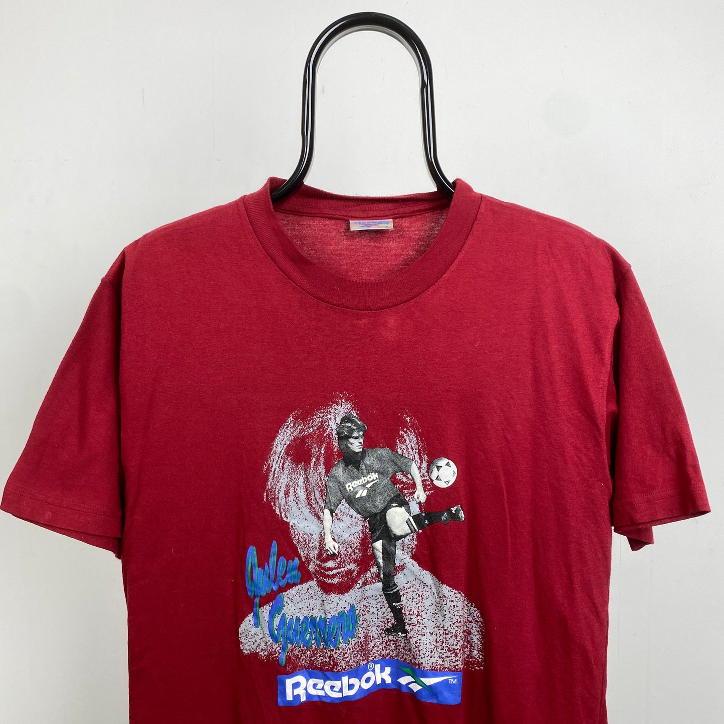 Retro Reebok Julen Guerrero Football T-Shirt Red Small
