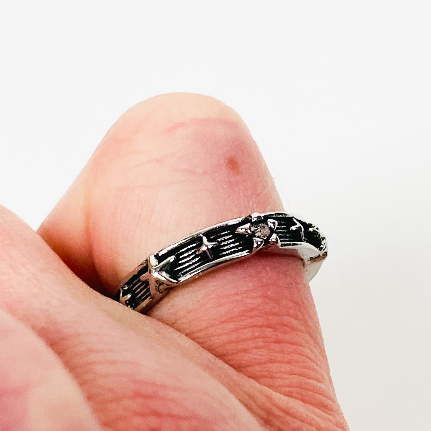 Retro Adjustable Antique Star Ring Silver