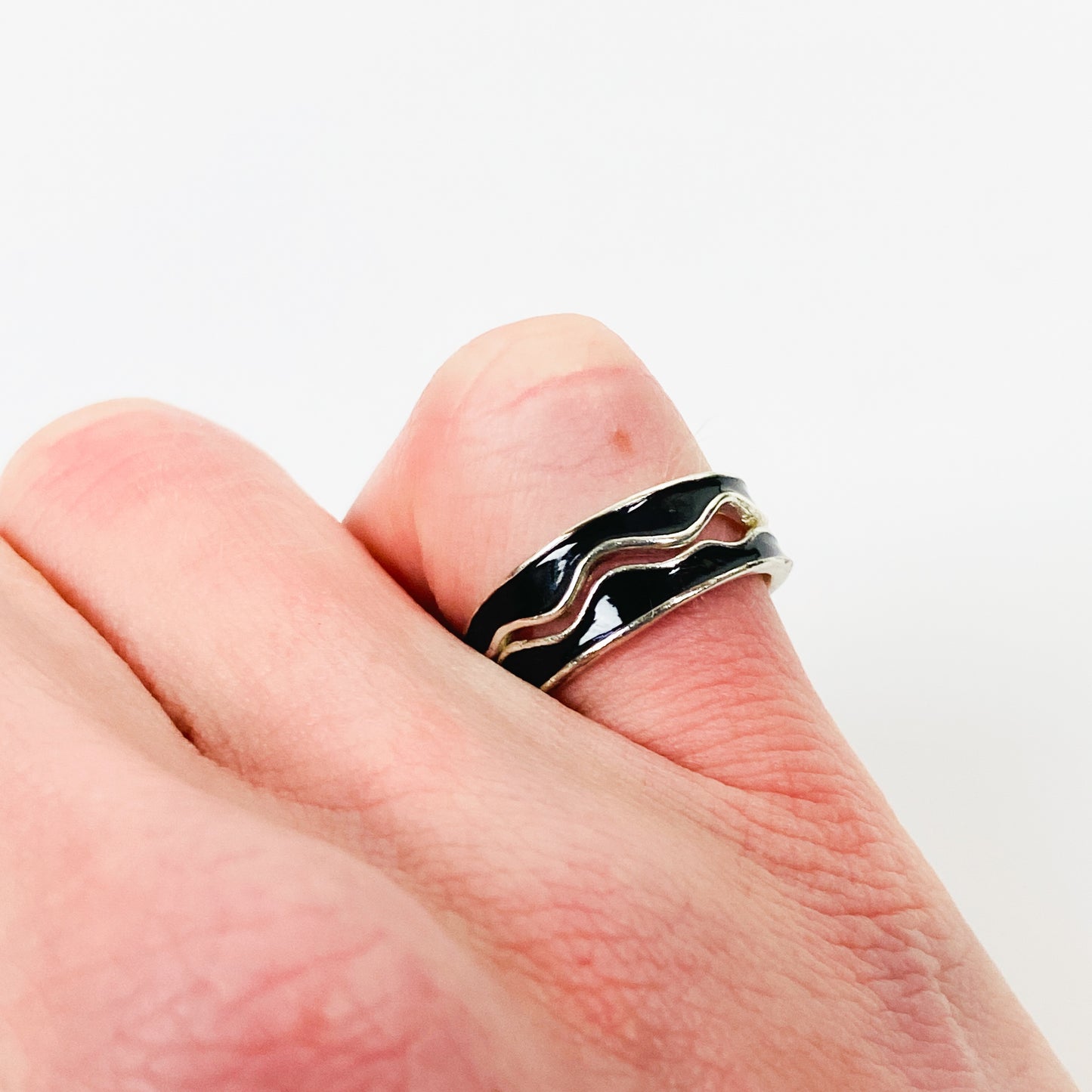 Retro Stack Band Ring Silver