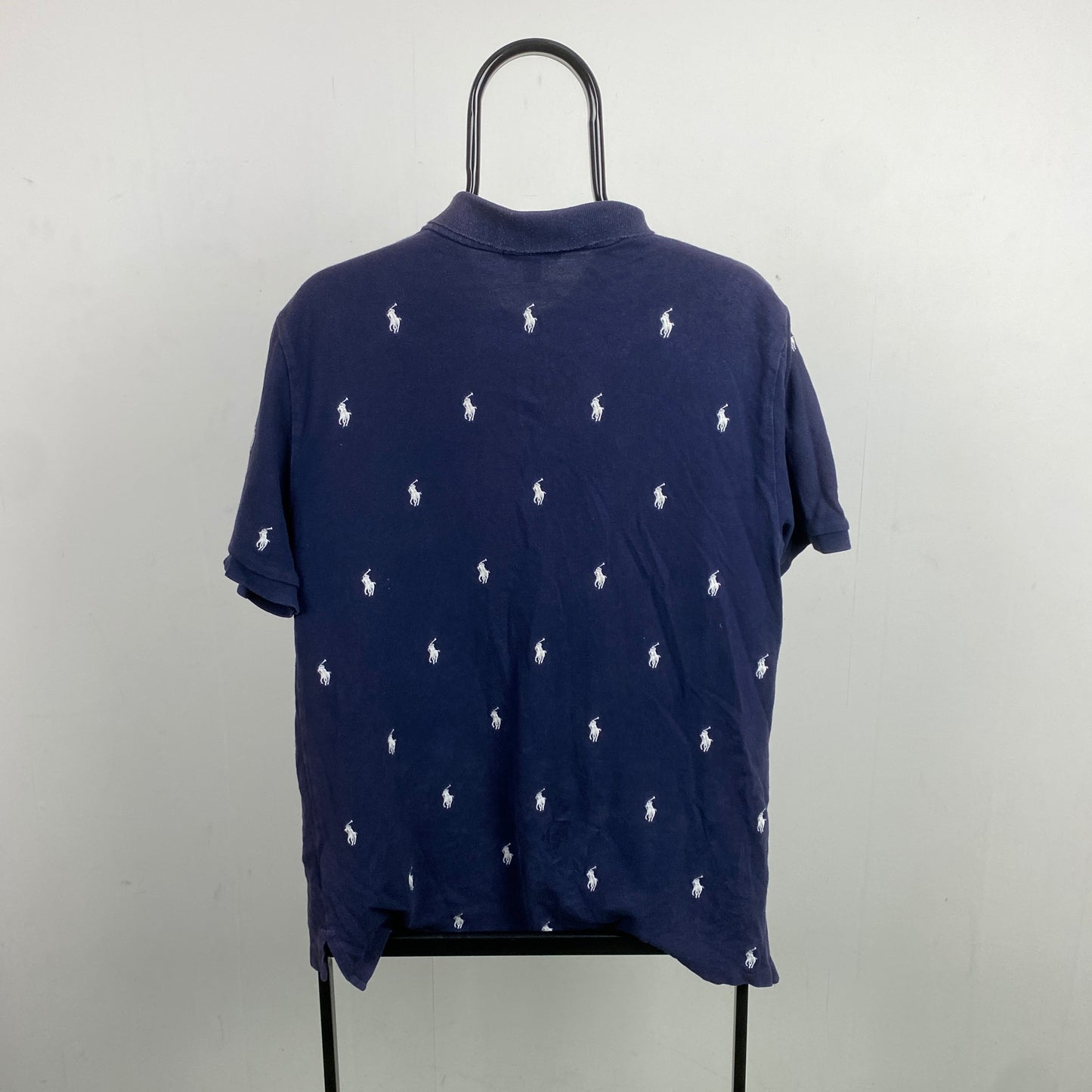 Retro Polo Ralph Lauren Polo Shirt T-Shirt Blue Small