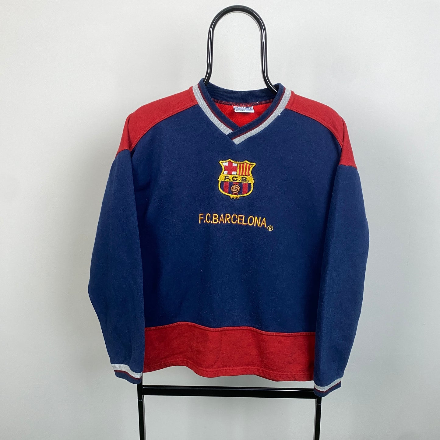 90s Barcelona Football Sweatshirt Blue XS