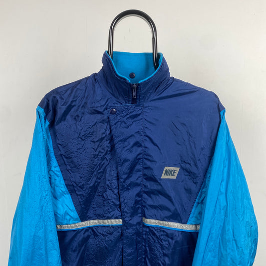 90s Nike Crinkle Shell Windbreaker Jacket Blue Medium