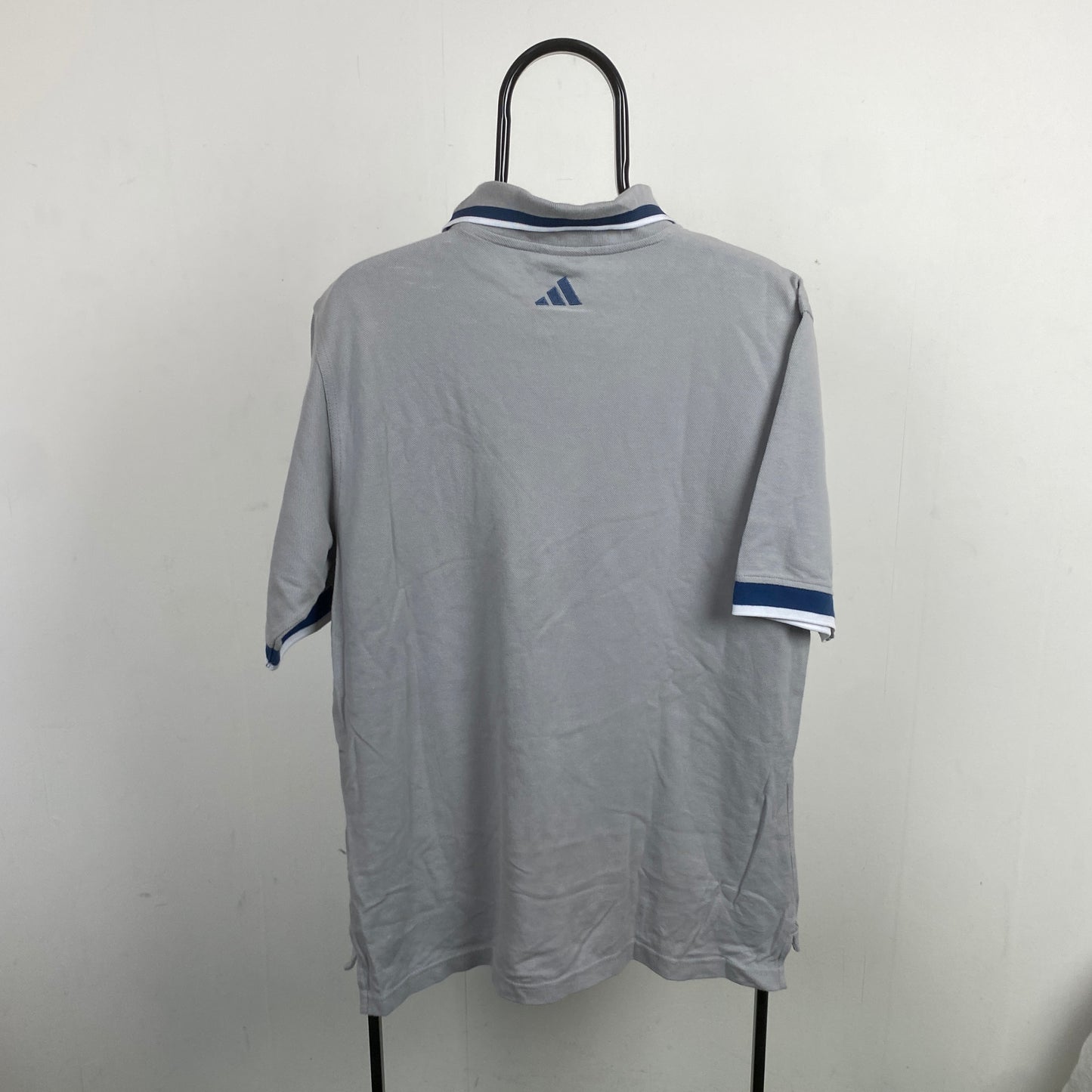 90s Adidas Real Madrid Polo Shirt T-Shirt Grey Medium