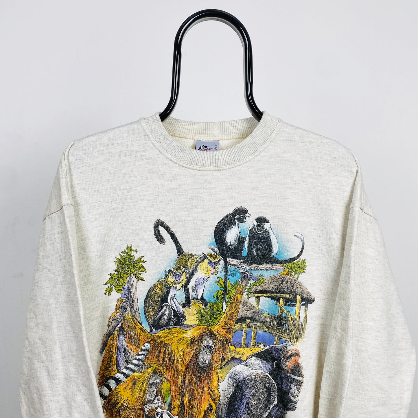 Retro 90s Animal Sweatshirt Grey Large