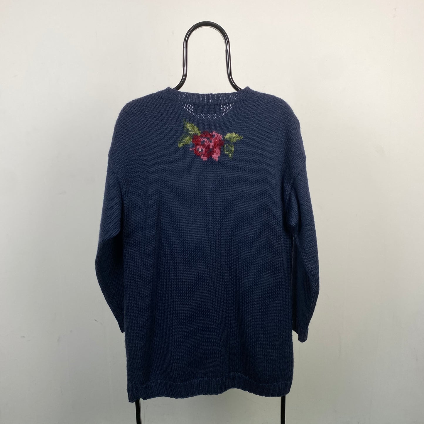 Retro Tulchan Tapestry Knit Sweatshirt Blue Large