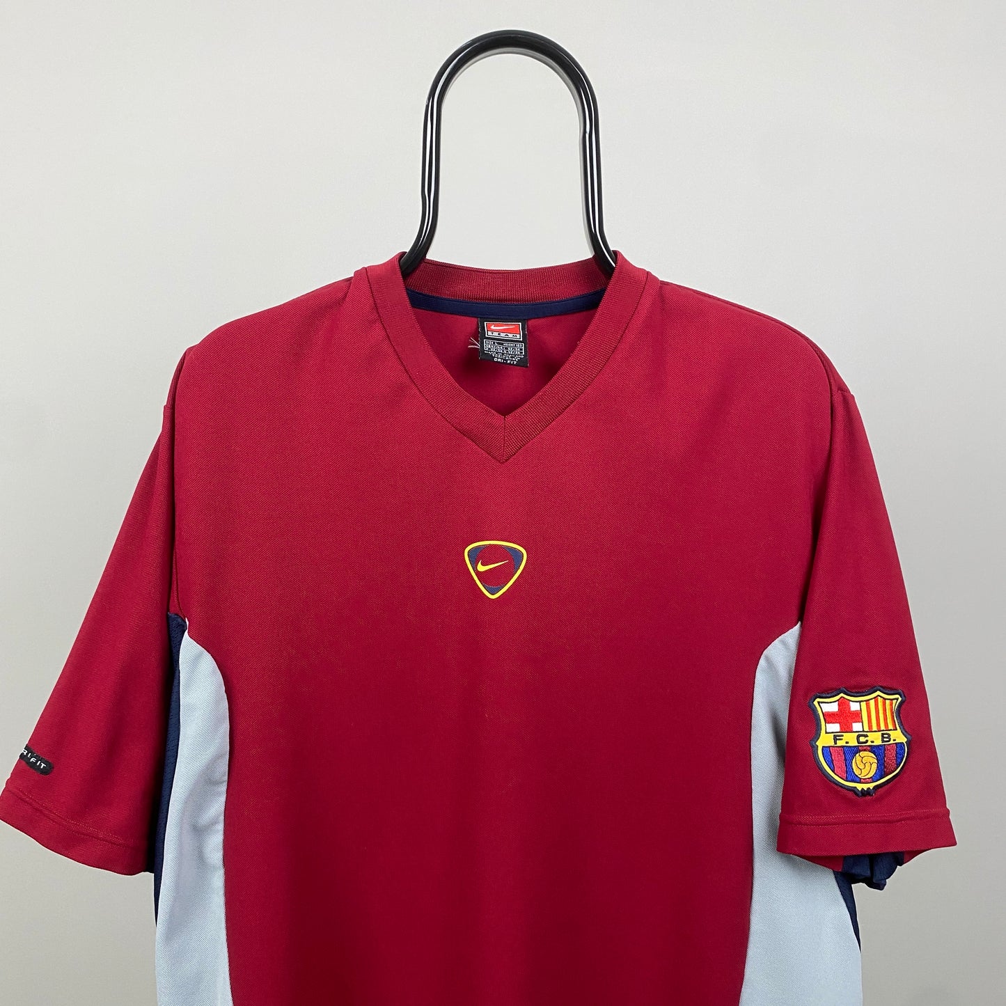 90s Nike Barcelona Football Shirt T-Shirt Red Large