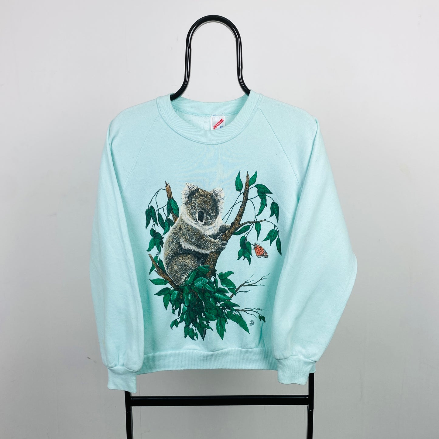 Retro Jerzees Koala Sweatshirt Baby Blue Large