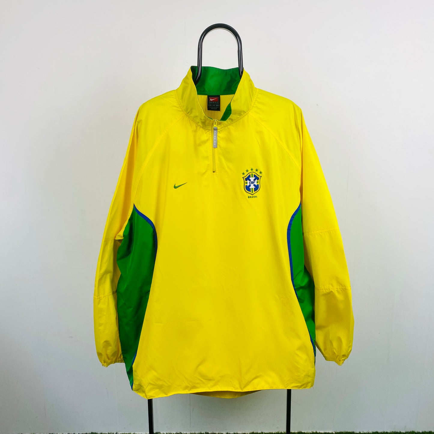 90s Nike Brazil Windbreaker Jacket Yellow XL