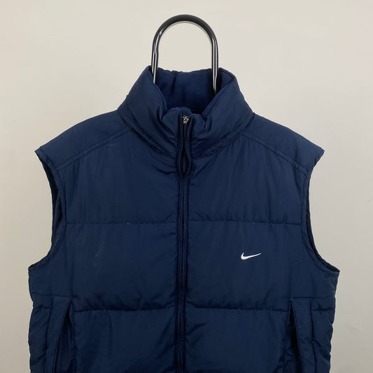 00s Nike Puffer Gilet Jacket Blue Large