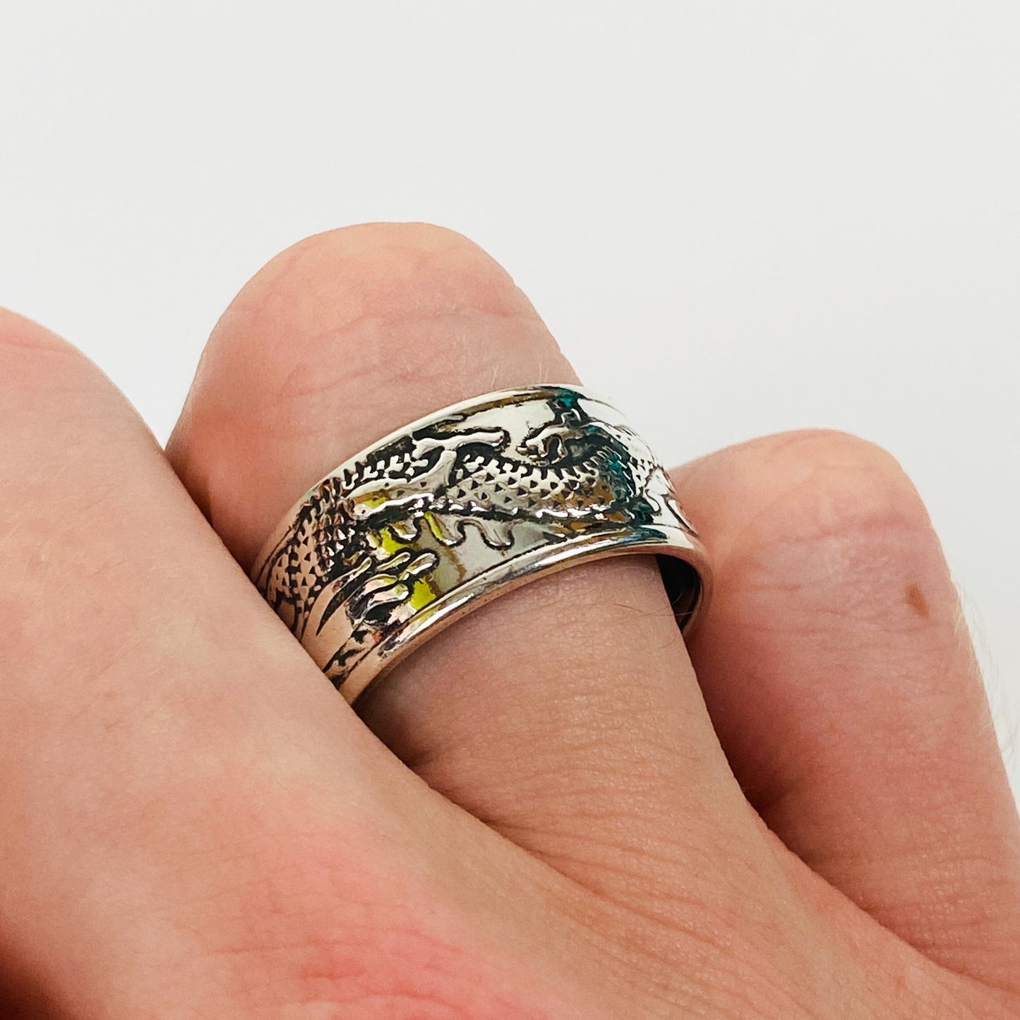 Vintage Retro Adjustable Dragon Ring Silver
