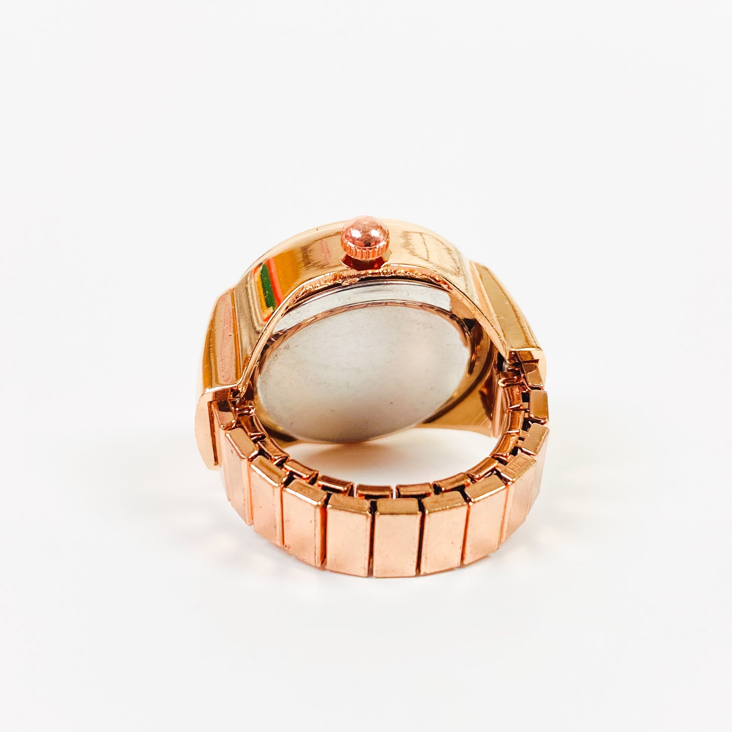 Retro Adjustable Watch Ring Rose Gold White