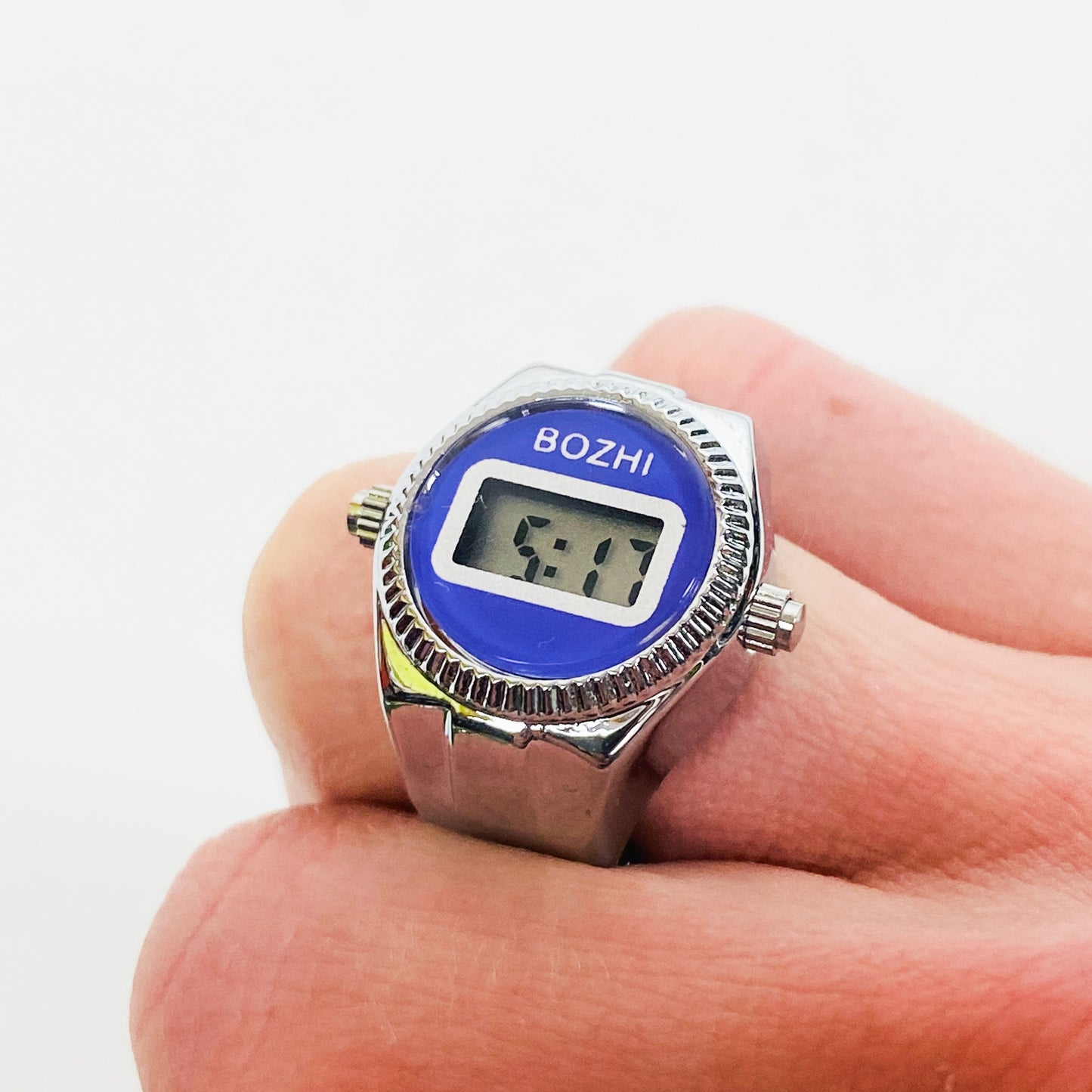 Digi Watch Ring Silver Blue