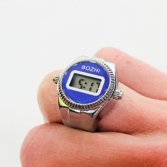 Digi Watch Ring Silver Blue