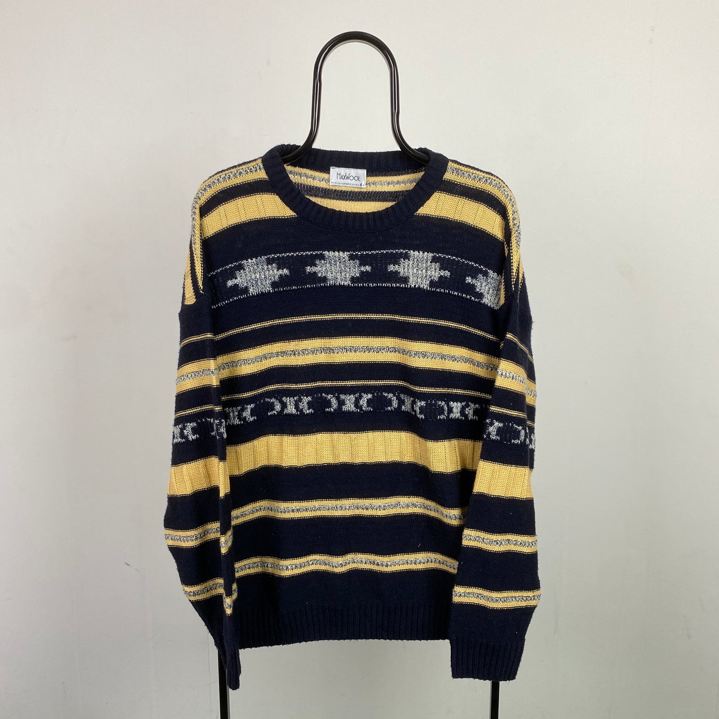 Retro Knit Sweatshirt Blue XL