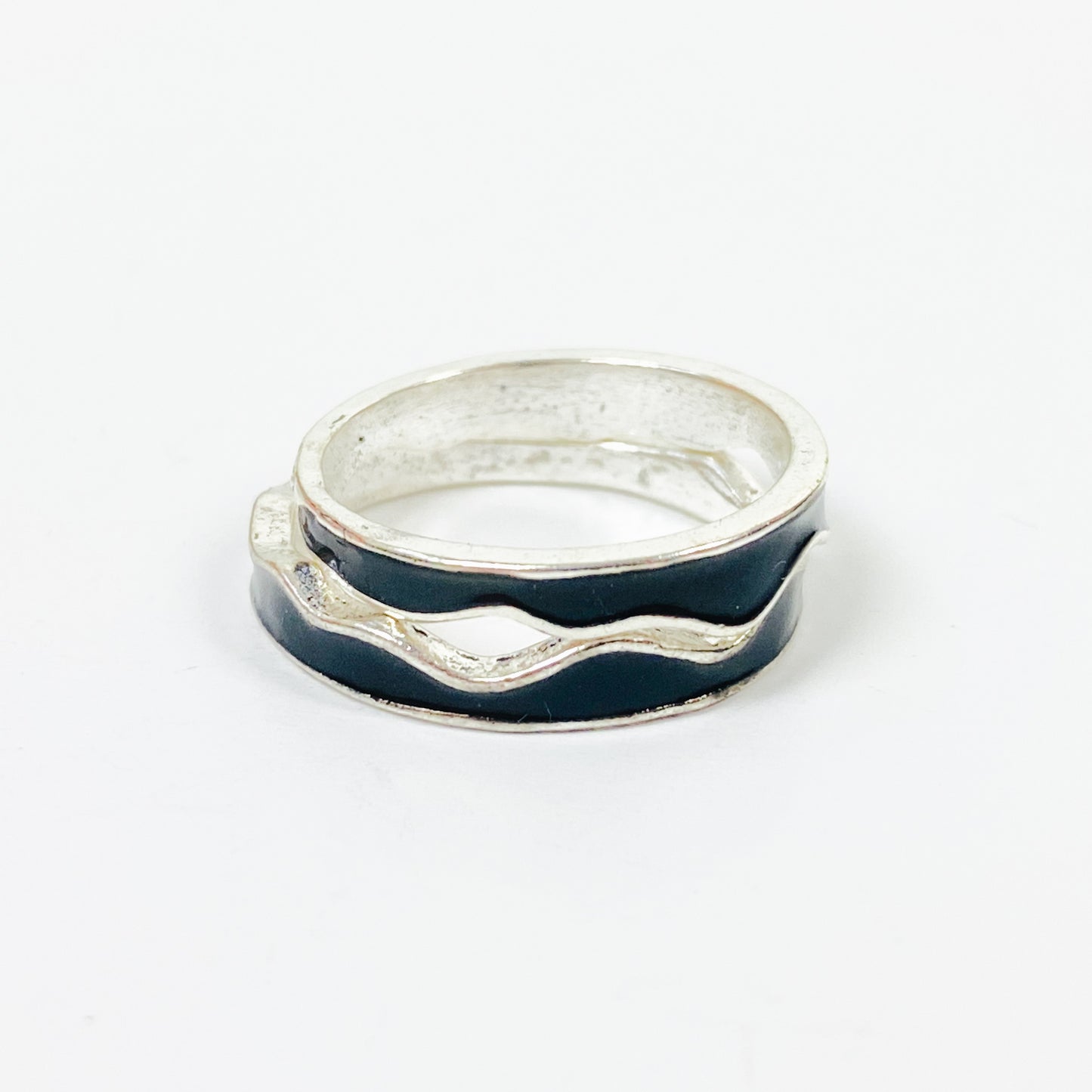 Retro Stack Band Ring Silver