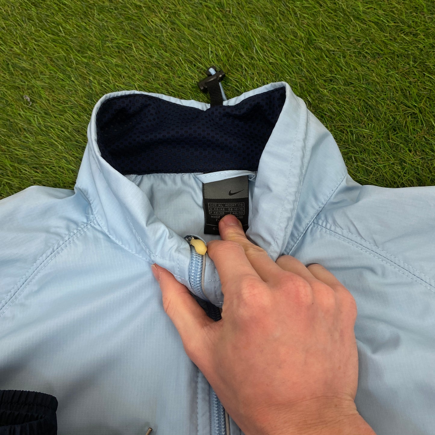 00s Nike Clima-Fit Piping Tracksuit Set Jacket + Joggers Blue XL