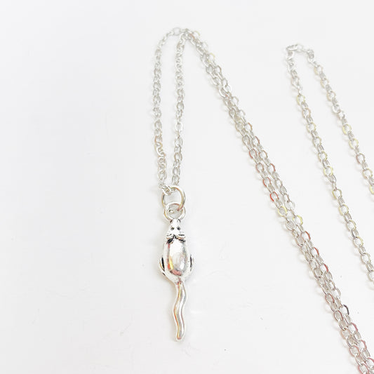 Antique Mouse Necklace Chain Silver