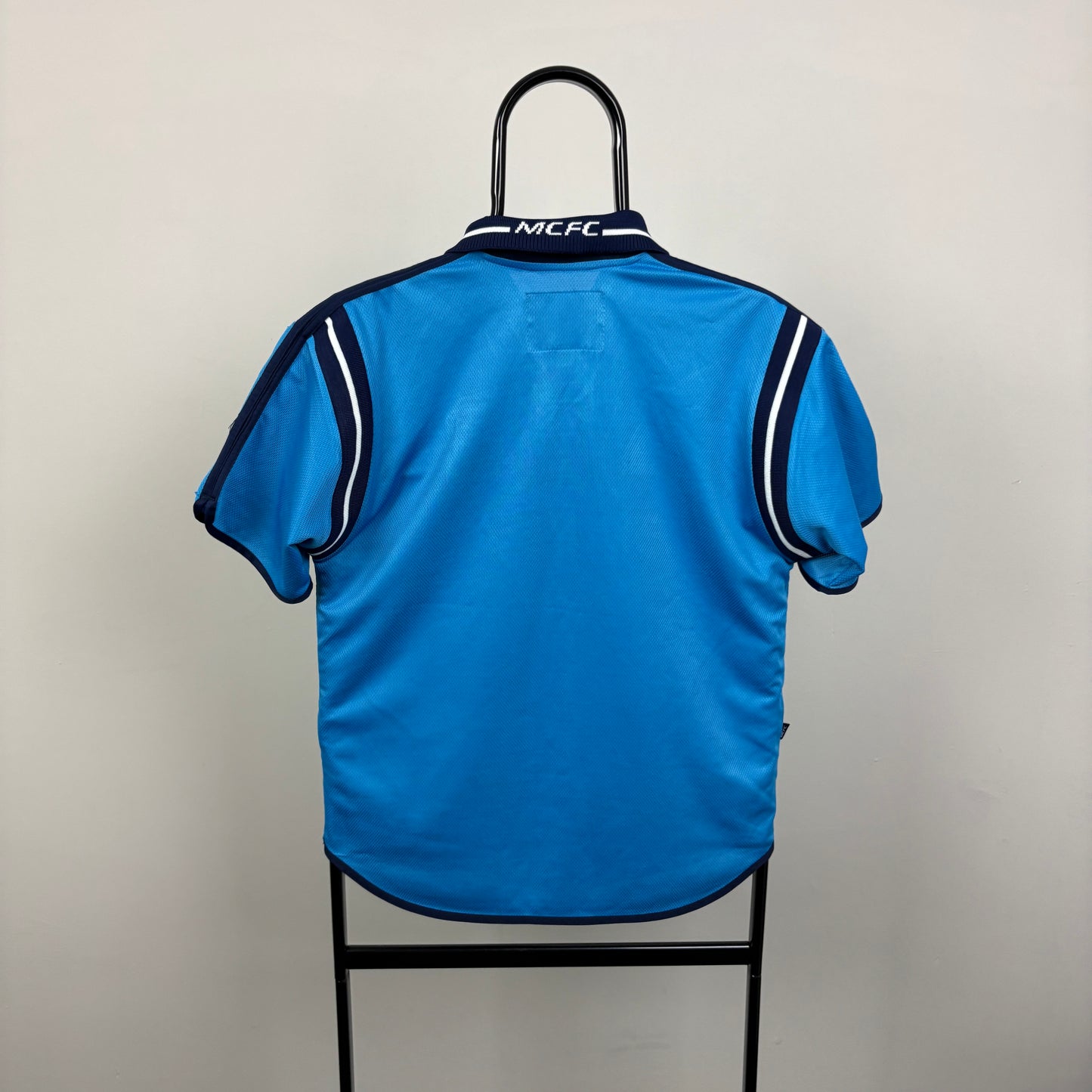 90s Le Coq Sportif Manchester City Football Shirt T-Shirt Blue XS