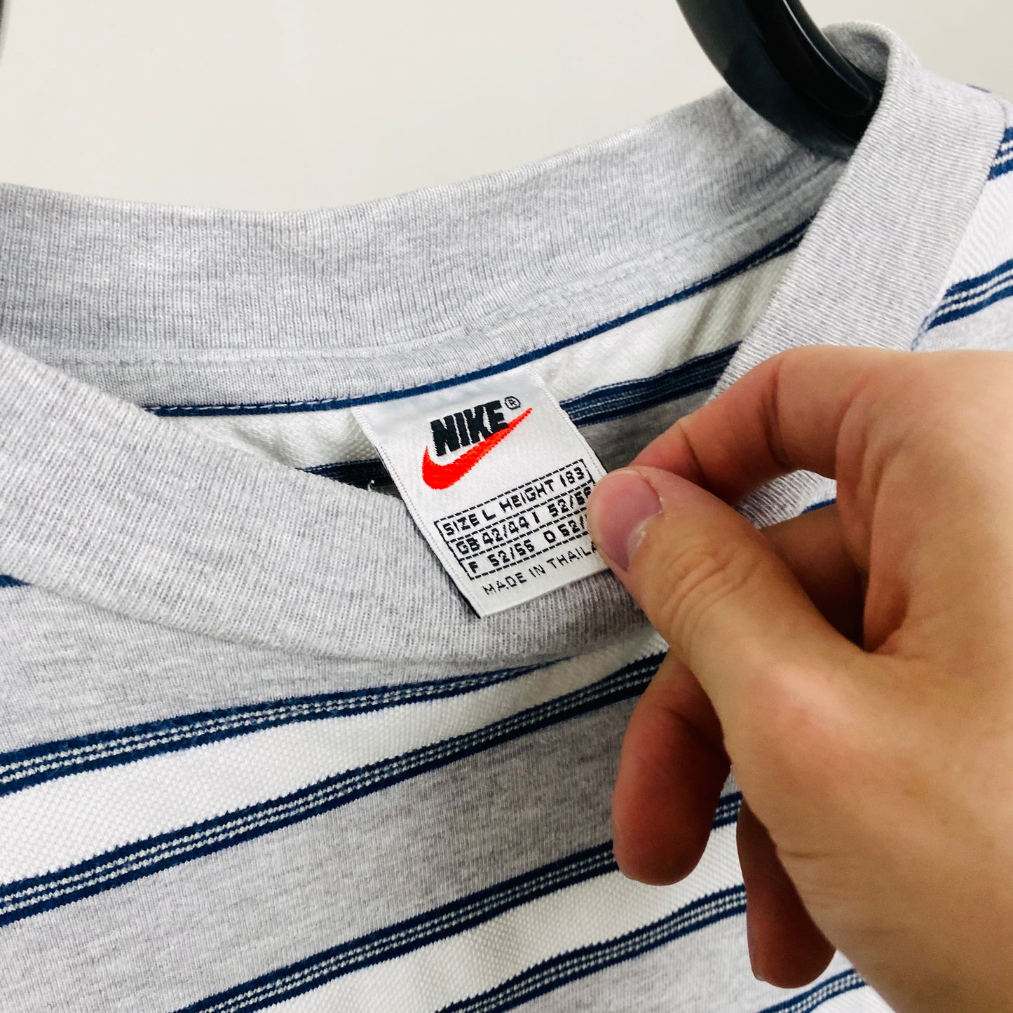 90s Nike Striped T-Shirt Grey Large