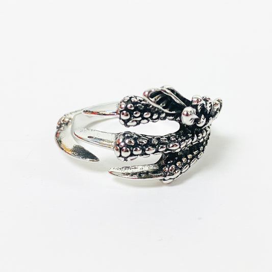 Retro Adjustable Claw Ring Silver