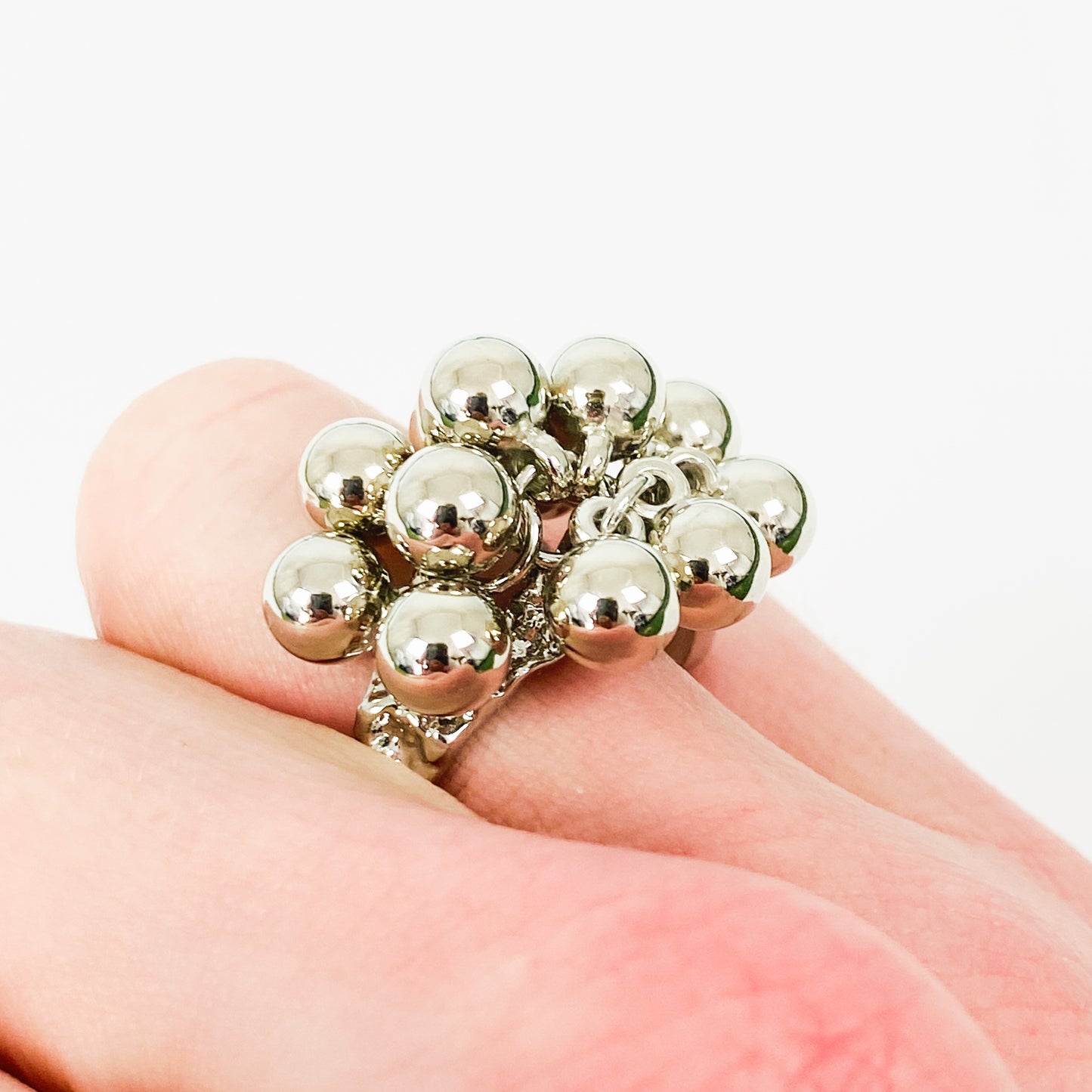 Vintage Adjustable Bubble Ring Silver