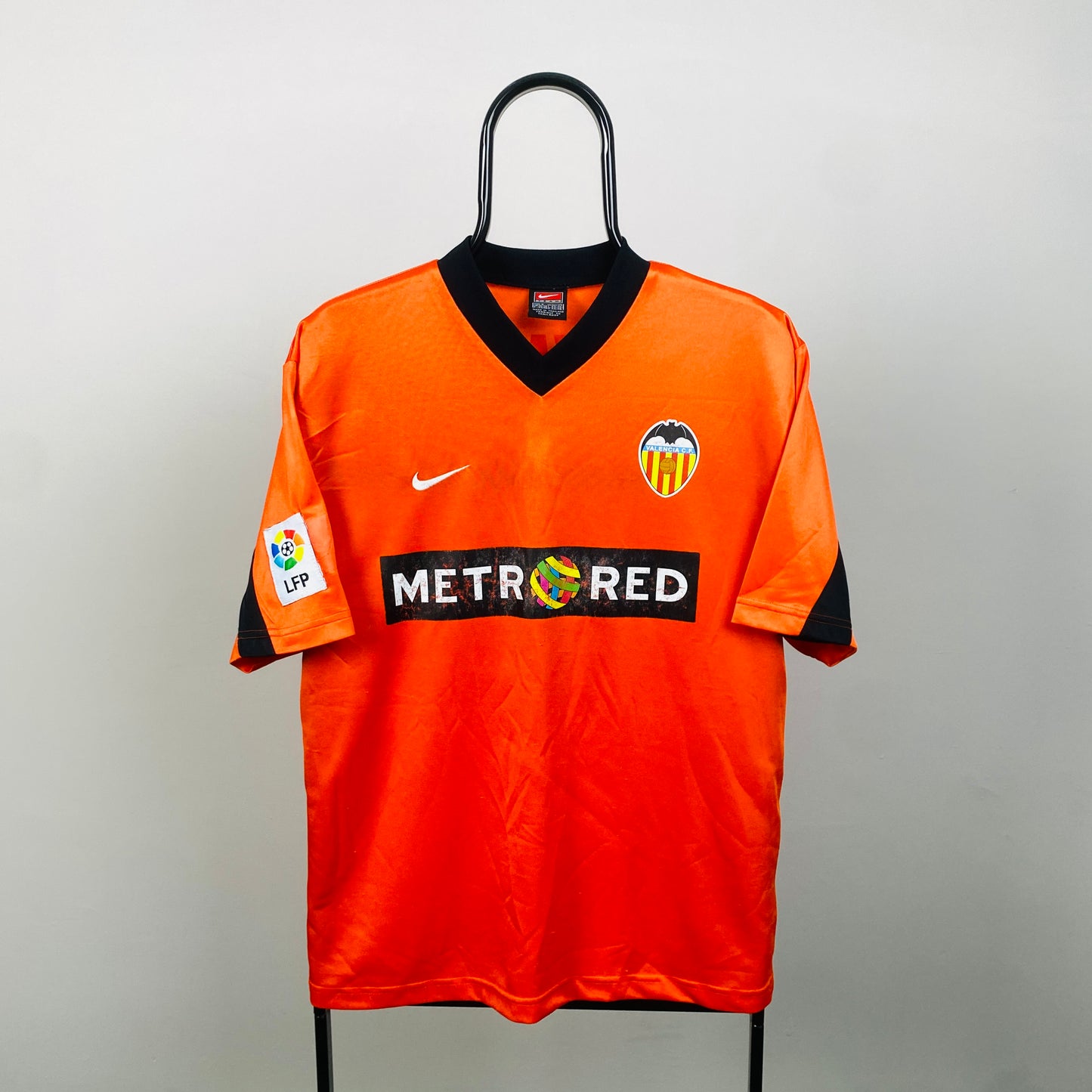 00s Nike Valencia Ayala 4 Football Shirt T-Shirt Orange Small