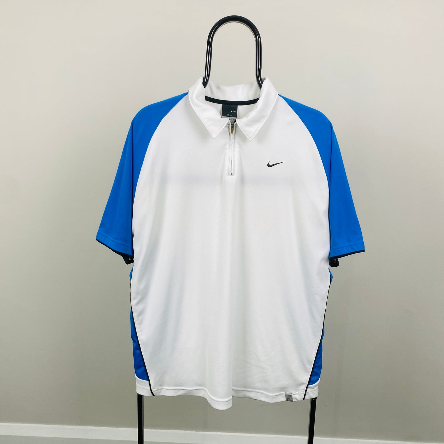 00s Nike Zip Up T-Shirt White Large