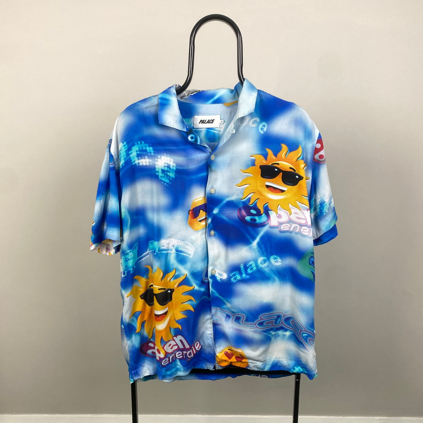 00s Palace Open Energy Button Up Shirt T-Shirt Blue Small