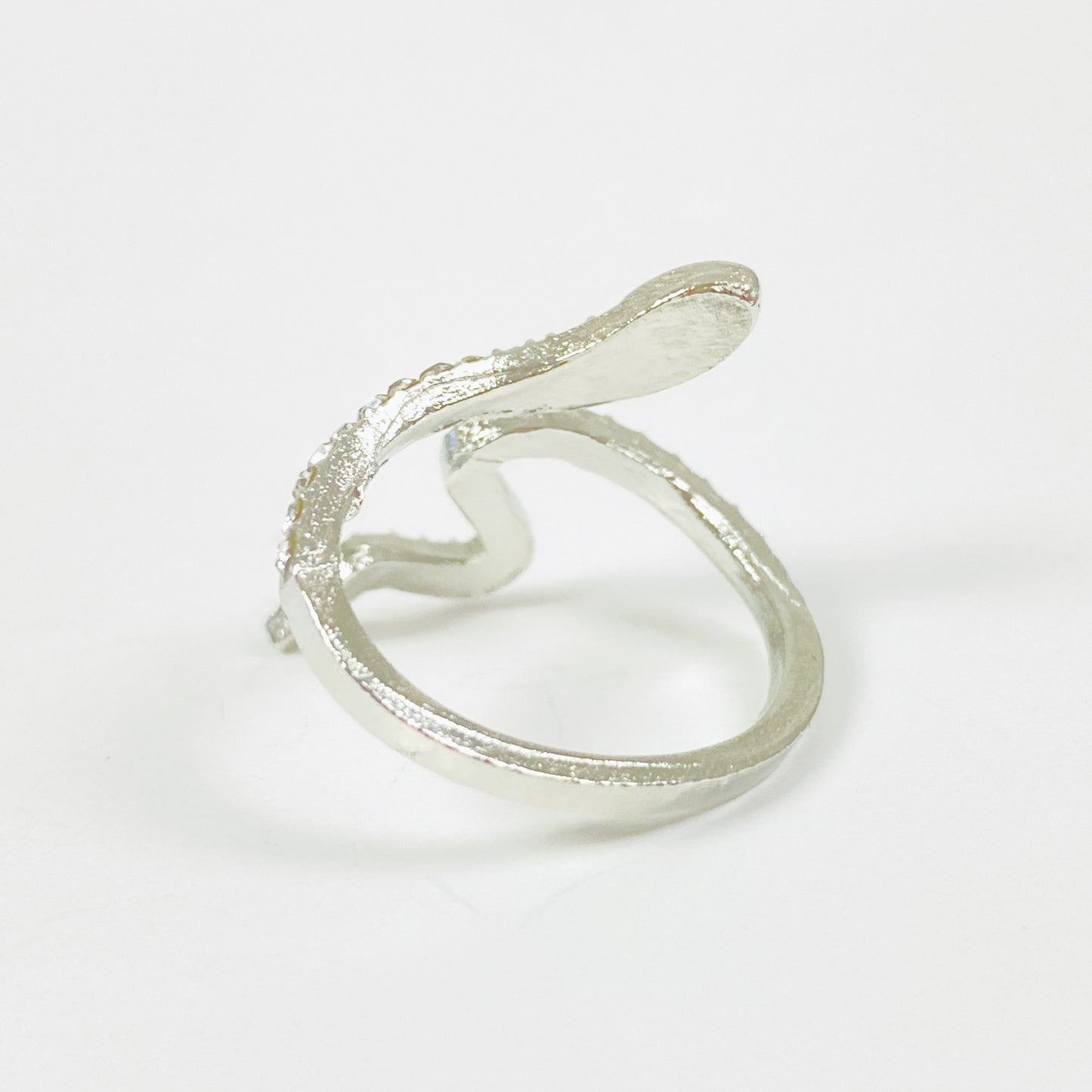 Adjustable Zirconia Snake Ring Silver