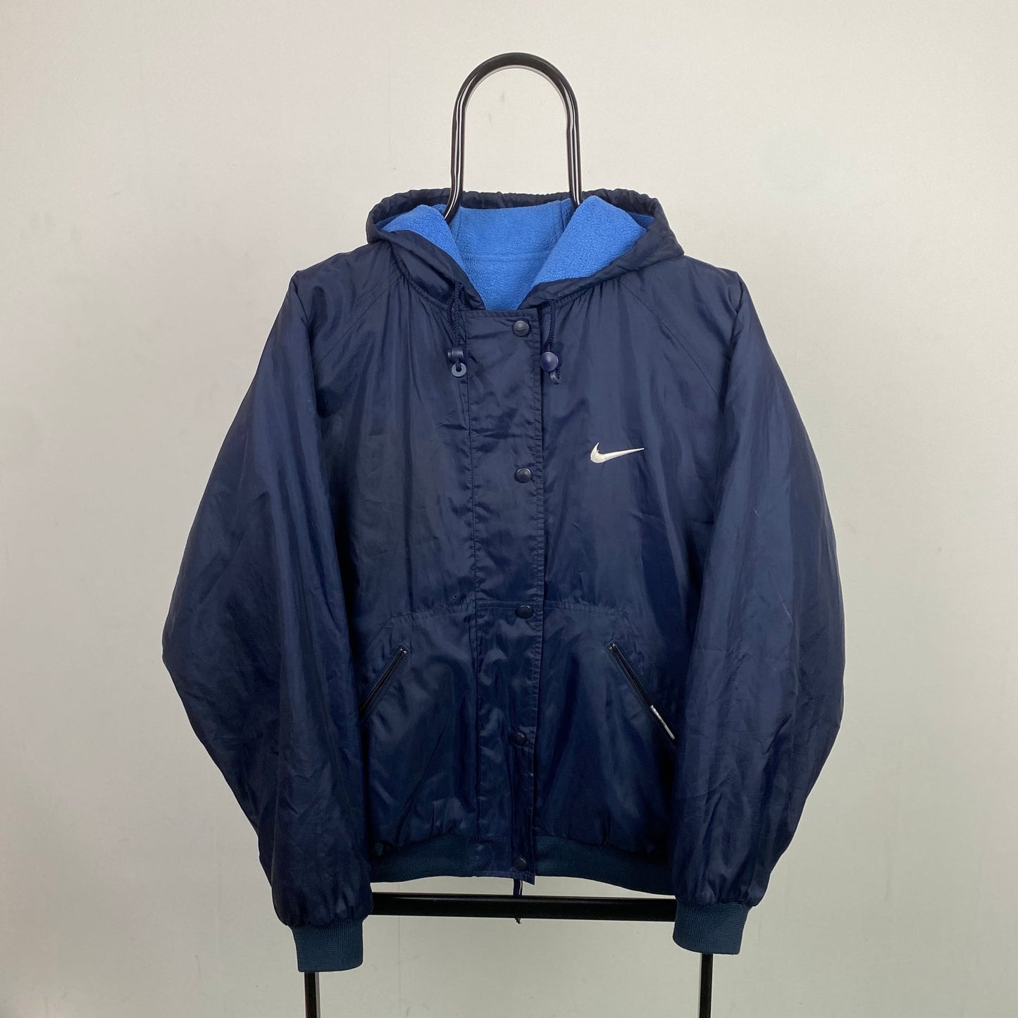00s Nike Reversible Fleece Puffer Jacket Blue Medium