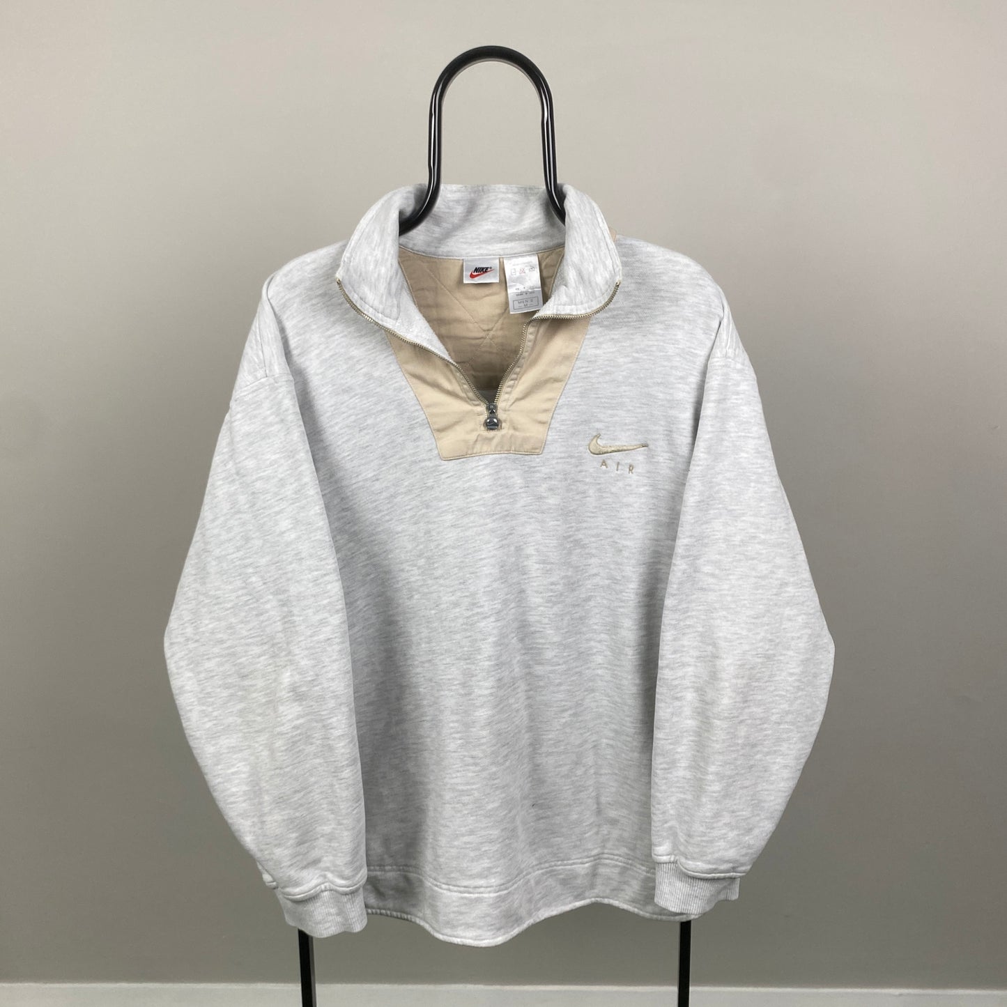90s Nike 1/4 Zip Sweatshirt Grey Medium