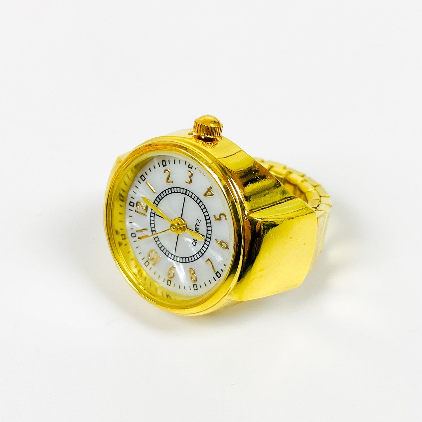 Retro Adjustable Watch Ring Gold White