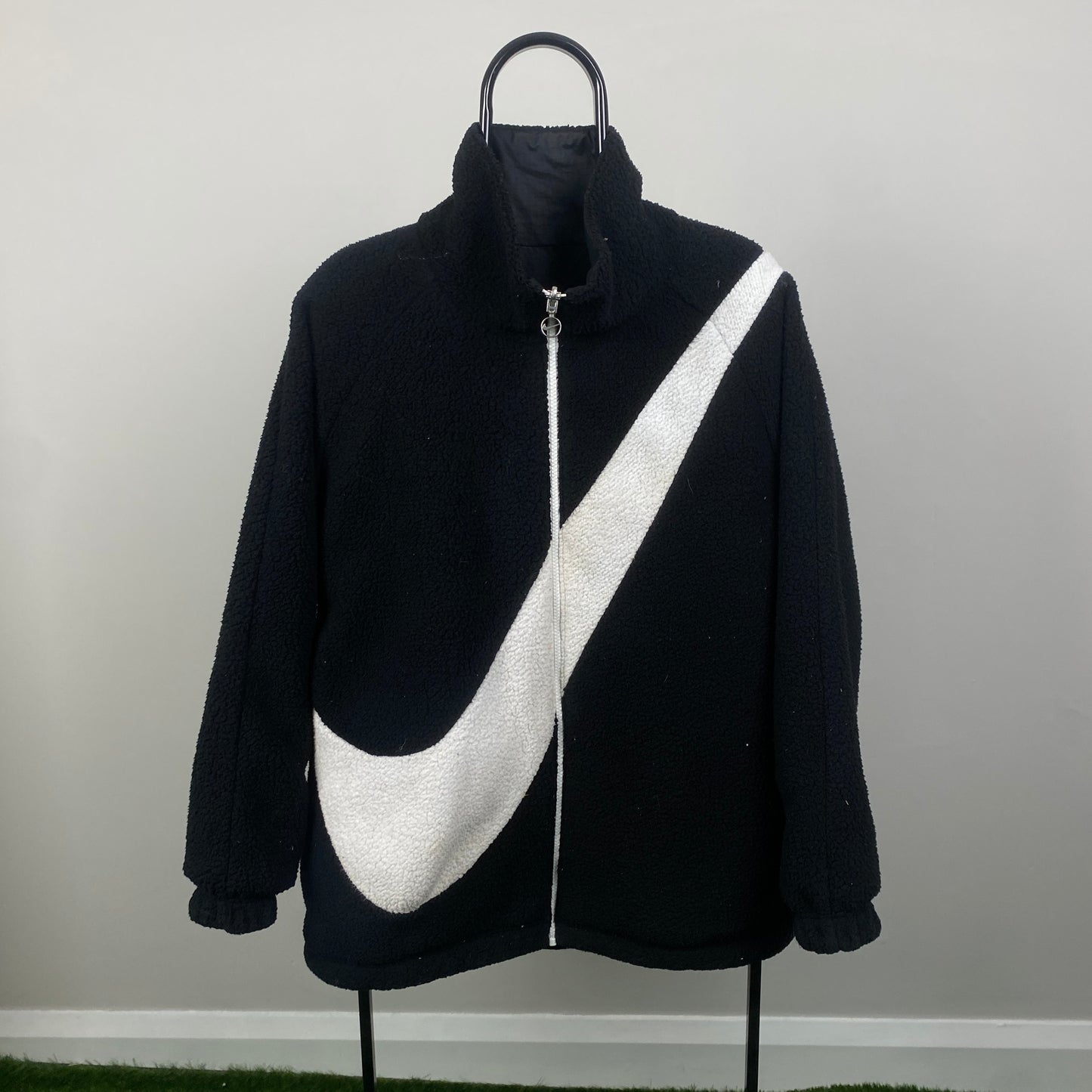 00s Nike Reversible Fleece Coat Jacket Black Medium