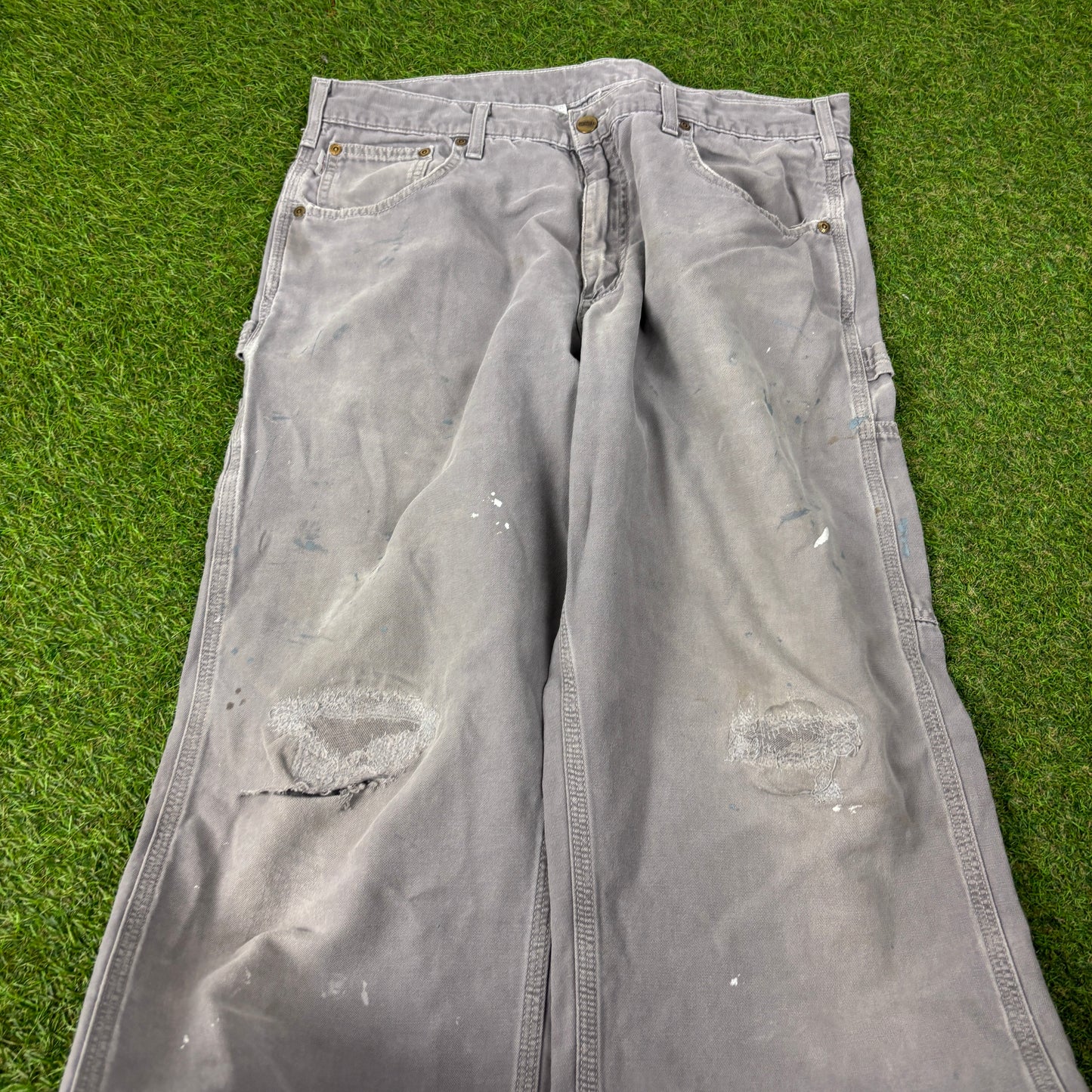 00s Carhartt Workwear Trousers Joggers Grey Large 36x32