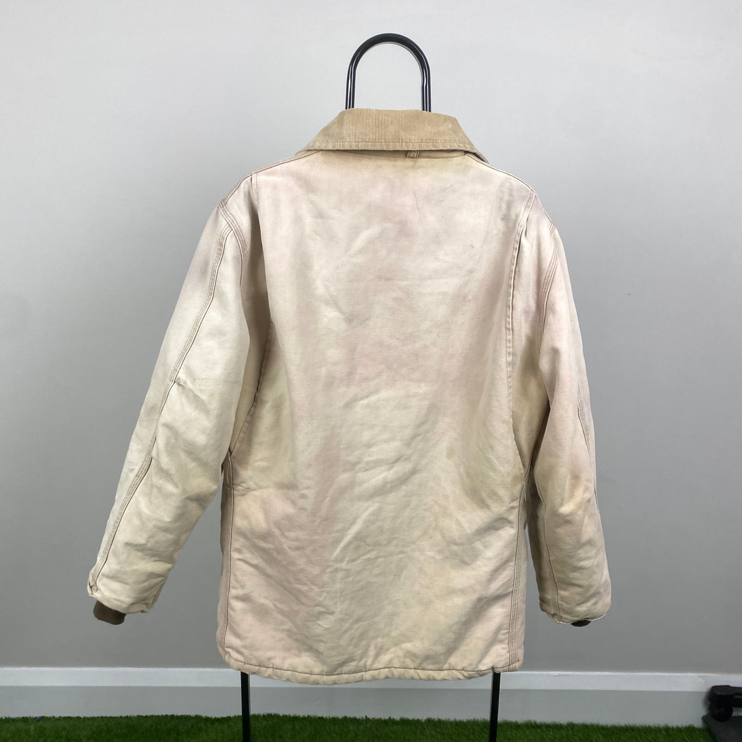 Retro Carhartt Workwear Chore Coat Jacket Brown Large