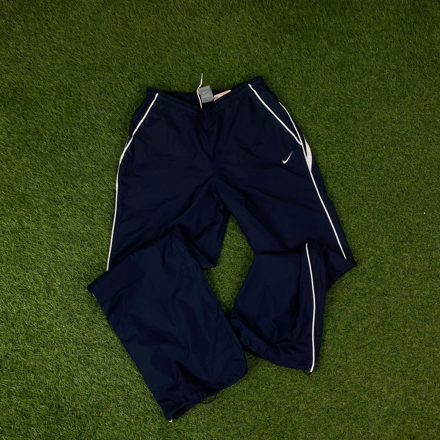 00s Nike Piping Windbreaker Jacket + Joggers Set Blue Medium
