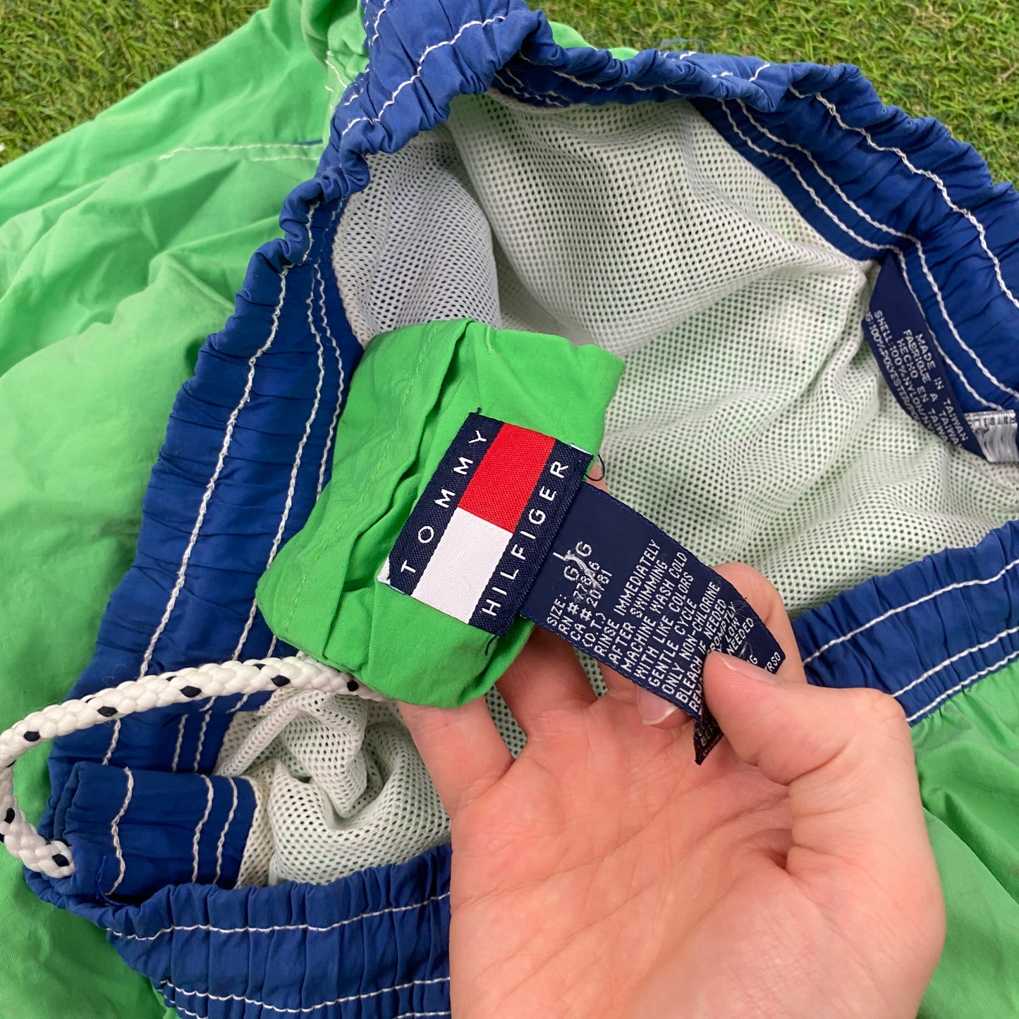 Retro Tommy Hilfiger Swim Shorts Green Large