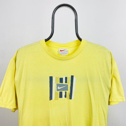 90s Nike Paint T-Shirt Yellow Medium