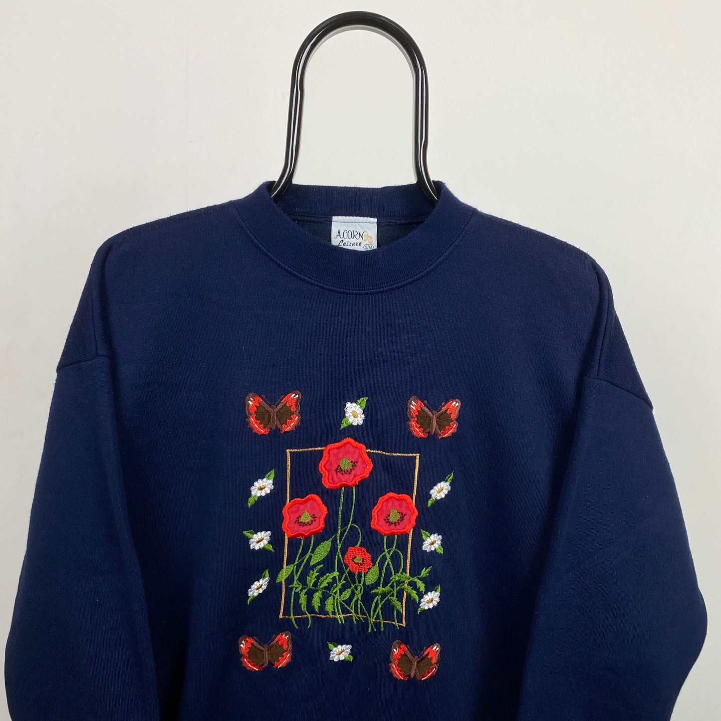 Retro Flower Sweatshirt Blue Small