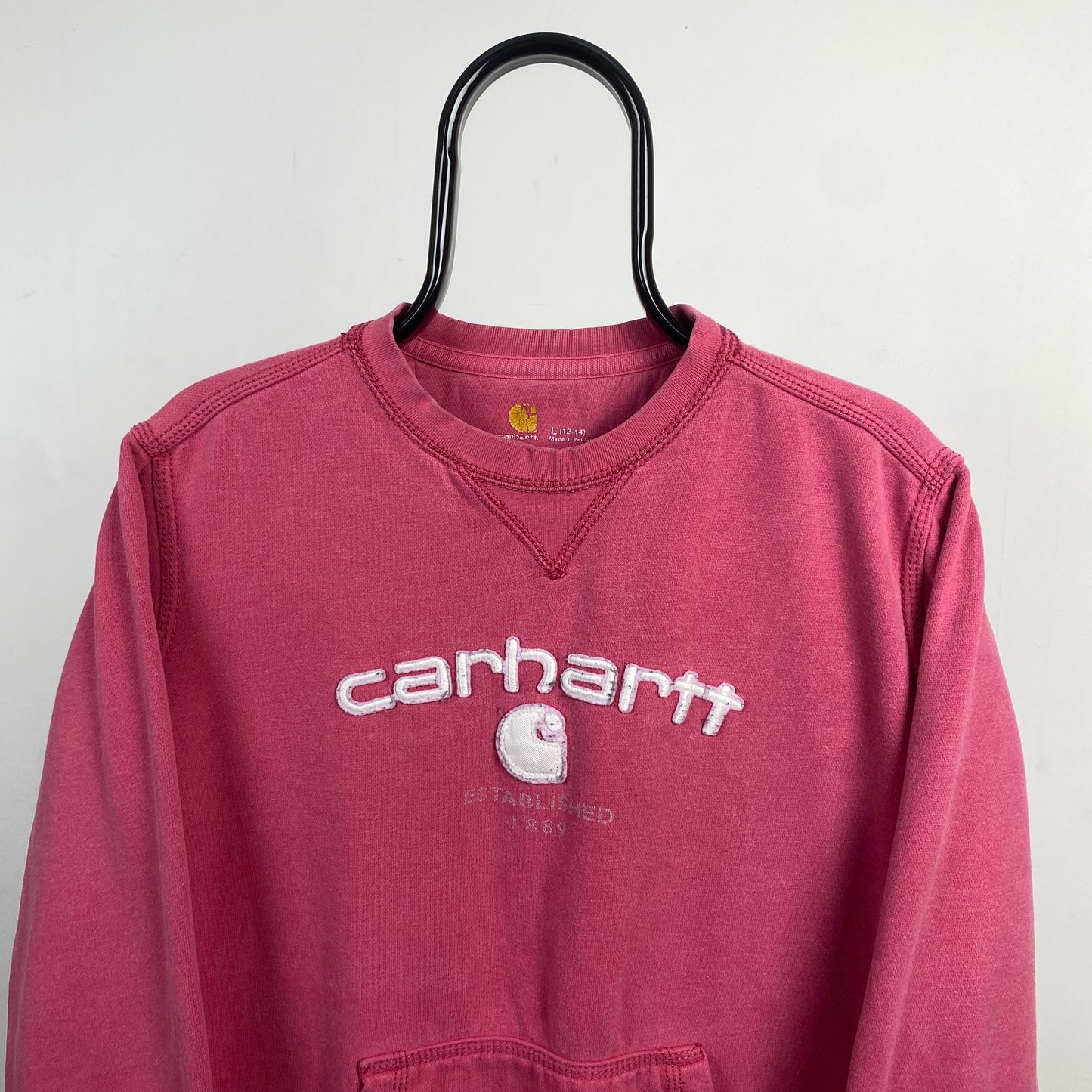 Retro Carhartt Sweatshirt Pink Large