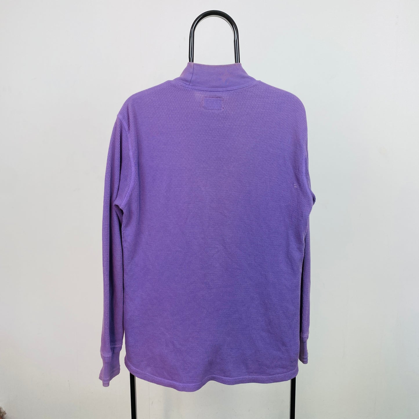 Retro 00s Stussy Mock Neck Sweatshirt Purple Small